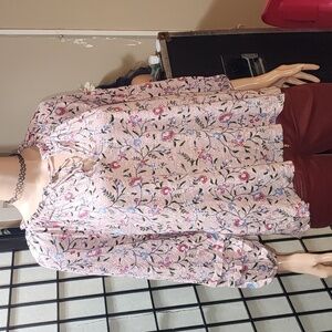 Wonderly Petite Smocked Neck Printed Peasant Top